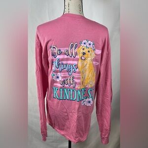 Charming Pink Kindness Dog Long Sleeve Tee
